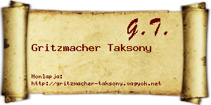 Gritzmacher Taksony névjegykártya